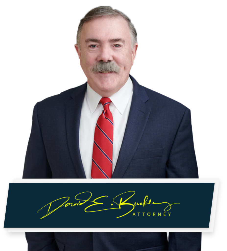 car accident lawyer milford and milford personal injury services law firm features portrait photo of attorney david e buckley with signature at the bottom